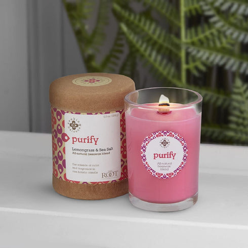 Root Candles Seeking Balance Beeswax Blend Candle, 6.5-Ounce, Purify: Lemongrass & Sea Salt