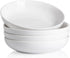 SWEEJAR Pasta Bowls, Ceramic Dinner Plates, 25oz Salad Serving Bowls for Soup, Dessert, Pizza, Fruit, Steak, Microwave Dishwasher Safe, Set of 4 ?White?