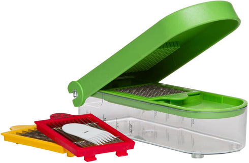 Prepworks by Progressive Dice and Slice Chopper, 3 Interchangeable Blades, Veggie Chopper, Fruit Chopper, Onion Chopper, Non-Skid Base, Multicolored, Pack of 1
