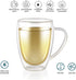 Teabloom Double Walled Mugs - 12 oz / 350 ml Set of 2 Insulated Glass Mugs for Tea, Coffee, and More Clear Bliss Collection
