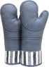 RED LMLDETA Heat Resistant 550 Degree Oven mitt, Silicone Oven Hot Mitts - 1 Pair, Extra Long Professional Baking Oven Gloves - Food Safe,Pot Holders Cooking,Grilling,Kitchen (Grey Mittens)