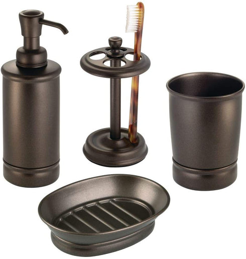 iDesign York Countertop Bar Soap Dish, Metal Soap Holder for Bathroom, Shower, Vanity, 3.87" x 5.5" x 1.4", Bronze