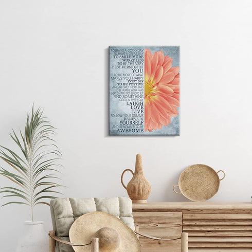 Kas Home Motivational Wall Art This Is Us Canvas Wall Decorations Family Saying Quotes Painting Artwork Sign Decor for Living Room Bedroom Kitchen Office (12 X 15 inch, Red - Flower)