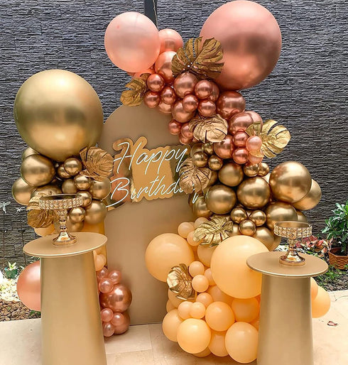 Oopat DIY Metallic Rose Gold blush Balloon Garland kit for Womens Birthday Bachelorette Party Graduation Wedding Anniversary Engagement Party Decoration
