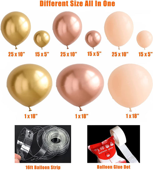 Oopat DIY Metallic Rose Gold blush Balloon Garland kit for Womens Birthday Bachelorette Party Graduation Wedding Anniversary Engagement Party Decoration