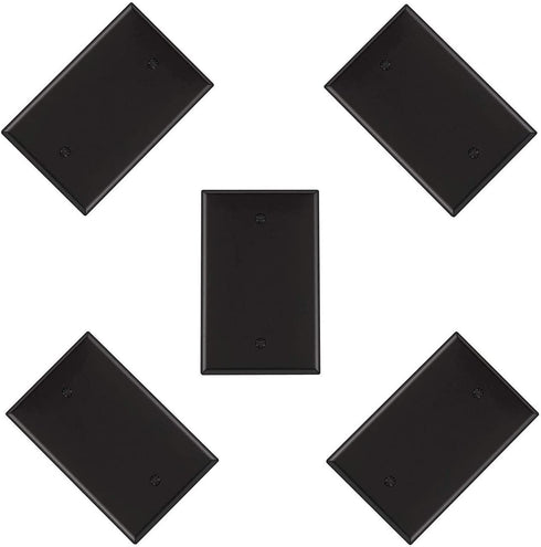 iMBAPrice - Blank Wall Plate Outlet Cover for Thermostat/Box Mount/Wall Outlet/Light Switch and More - Black (Pack of 5)