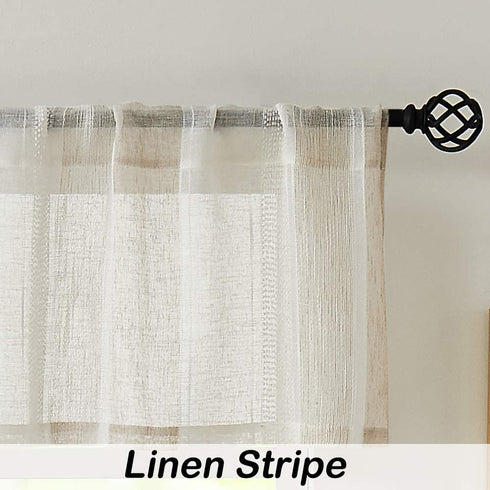 Central Park Black and White Kitchen Window Curtain Valance Vertical Stripe Sheer Boucle Linen Window Curtain, Living Room Decorative Rod Pocket (54" W x 15" L) Rustic Living Panels