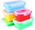 Collapsible Silicone Storage Set of 4 Plus Bonus Ice Tray - BPA Free, Microwave, Dishwasher And Freezer Safe