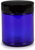 Vivaplex, Cobalt Blue, 8 ounce, Round Glass Jars, with Black Lids - 8 pack