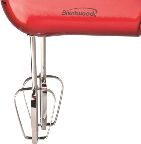 Brentwood Electric Hand Mixer, Lightweight 5-Speed, Red