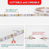 White LED Strip Lights, 16.4ft Dimmable LED Light Strip with Memory Function, 300 Bright 6500K 2835 LEDs, Self-Adhesive 12v Flexible LED Rope Lights for Kitchen Cabinet Mirror Bedroom Closet Decor