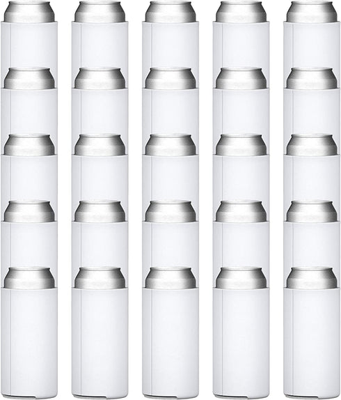 TahoeBay Slim Can Cooler Sleeves (25-Pack) Insulated Polyfoam, Bulk Scuba Knit Polyester Fabric Thermocoolers for 12oz Tall Skinny Beverage - Blank Design (White)