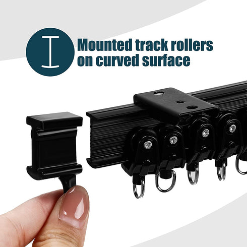 Curved Ceiling Curtain Track Bendable Mount for Curtain Rail Bunk Bed Bay Window Room Divider Flexible Straight (Black, 6.5 Feet)