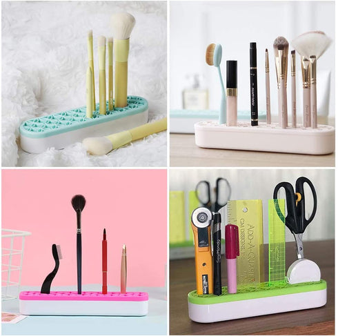 GORGECRAFT Sew Desktop Organizers Silicone Makeup Brush Holder Organizer Cosmetic Storage Box Multipurpose Make Up Brush Stand Painting Pen Holder Sewing Craft Tools for Stash and Store (Purple)
