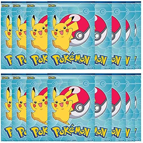 Pokemon 16 Pack Pikachu Party Plastic Loot Treat Candy Favor Bags (Plus Party Planning Checklist by Mikes Super Store)