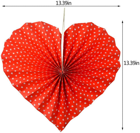 20pcs Valentines Day Decorations Set, Valentines Red Heart Paper Fans, Red Hearts Shaped Felt Garland Banner, Red Paper Pompoms Valentines Accessories for Valentines Anniversary Wedding Mother Day