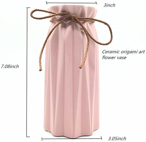 Anding Pink Ceramic Vase - Elegant Origami Art Design- Ideal Gift for Friends and Family, Wedding, Desktop Center Vase, A Perfect Home Decor Vase (LY097)