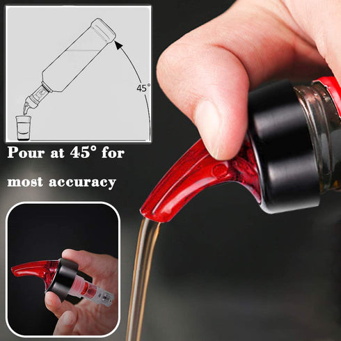 Automatic Measured Bottle Pourer - Pack of 12, 1 oz (30 mL) Quick Shot Spirit Measure Pourer Drinks Wine Cocktail Dispenser Home Bar Tools (Red 12pcs)