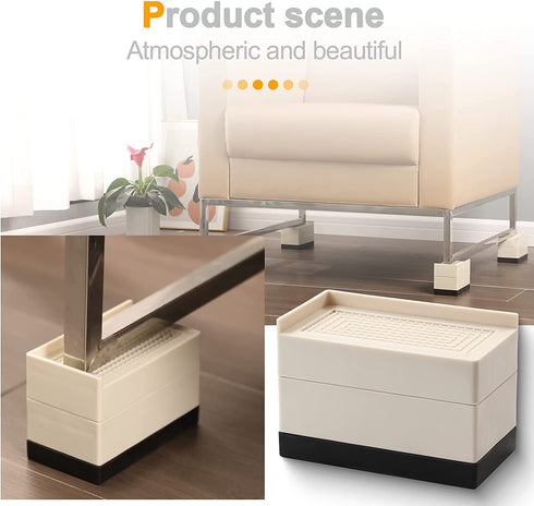 HOME RIGHT Bed Risers 3 Inch, Heavy Duty Stackable Furniture Riser, Adjustable Bed Frame Lift for Beds, Desks, Sofa, Coach, Tables and Chairs, Supports Up to 1,300 Lbs(4Pcs, White).