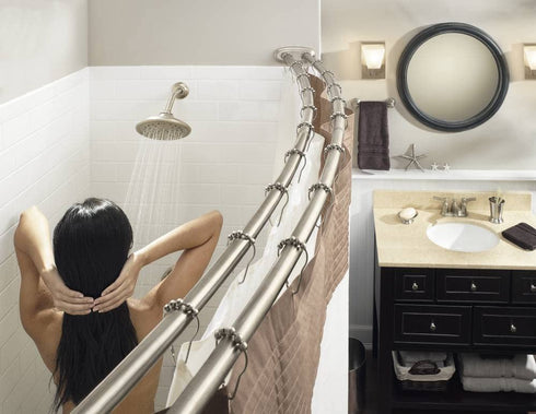 Moen DN2141CH 60-Inch Adjustable Stainless Steel Double Curved Shower Rod, Chrome