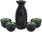 Sake Set Black Japanese 5 Pieces Traditional Japanese Sake Cup Set Hand Painted Design Porcelain Pottery Ceramic Cups Crafts Wine Glasses Gifts (Classic, 280 ML)