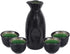 Sake Set Black Japanese 5 Pieces Traditional Japanese Sake Cup Set Hand Painted Design Porcelain Pottery Ceramic Cups Crafts Wine Glasses Gifts (Classic, 280 ML)