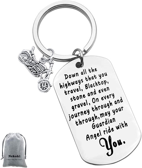 For Biker Keychain Motorcycle Keychain Gift Ride Safe Keychain New Driver Gift May Your Guardian Angel Ride With You Keychain Couple Lovers Keychain Valentines Day Birthday Gift for Boyfriend Husband