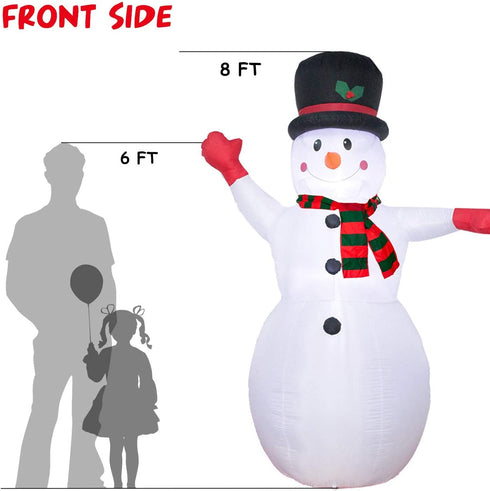 YIHONG 8 Ft Christmas Inflatables Greeting Snowman Decorations, Outdoor Christmas Inflatables with LED Lights for Yard Lawn Décor