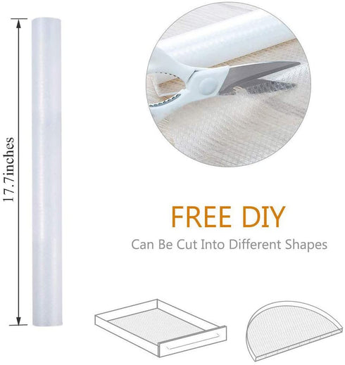 Bloss Shelf Liners Waterproof Non Adhesive Cabinet Liner for Bathroom, Kitchen, Desks, Cupboard, Refrigerator, ect, Clear Drawer Mat 17.7''×177''