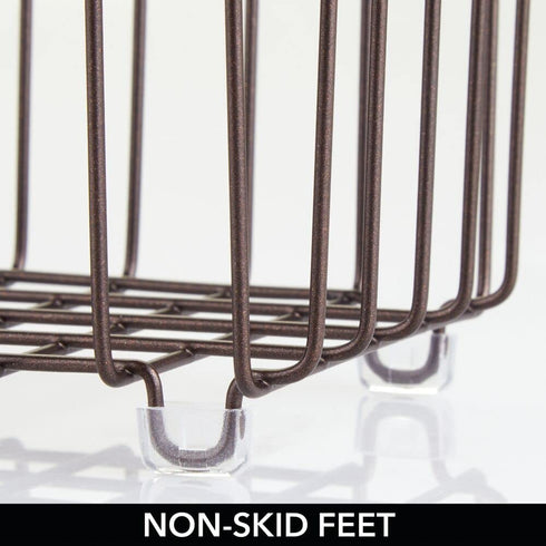 mDesign Farmhouse Decor Metal Wire Food Storage Organizer, Bin Basket for Kitchen, Pantry, Bathroom, Laundry Room, Closets, Garage - High - Small, 2 Pack - Bronze