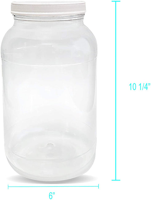 ljdeals 1 Gallon Clear Plastic Jars with Lids, Wide Mouth Storage Containers, Pack of 2, BPA Free, Food Safe, made in USA