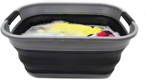 SAMMART 17.5L (4.6 Gallon) Small Collapsible/Foldable/Pop Up/Portable Washing Tub, Water Capacity 13.5L (1, Grey/Black)