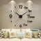 CreationStore Large 3D DIY Wall Clock Acrylic Mirror Surface Decoration Wall Clock for Living Room Bedroom Office (Black)