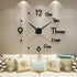 CreationStore Large 3D DIY Wall Clock Acrylic Mirror Surface Decoration Wall Clock for Living Room Bedroom Office (Black)