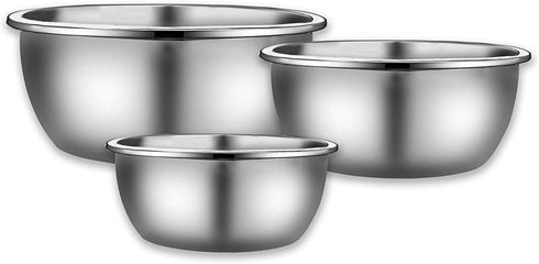 Besli 3-Piece 18/8 304 Stainless Steel Mixing Bowls,Set includes 2,4,8 Quart,Ideal for Cooking, Baking, Prepping,Serving