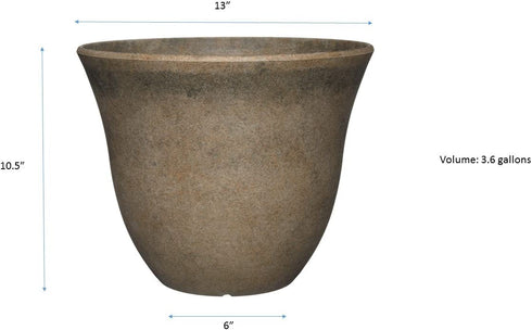 Classic Home and Garden Honeysuckle Planter, Patio Pot, 13" Fossil Stone