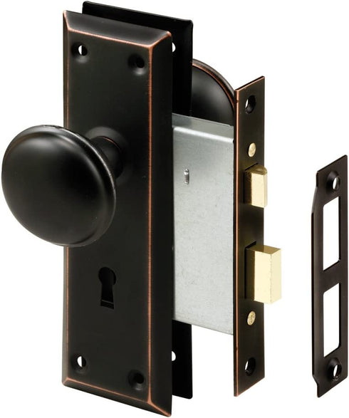 PRIME-LINE Products Classic Bronze PRIME-LINE E 2495 Mortise Keyed Knob Perfect for Replacing Broken Antique Lock Sets and More, Fits 1-3/8 in-1-3/4 in. Interior Doors