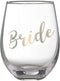 Lillian Rose Gold Bride Stemless Wine Glass, Height 4.75" (G115 BR), 1 Count (Pack of 1), Clear