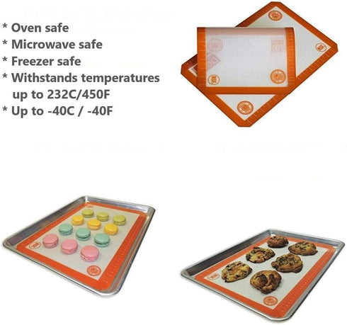 Perfect Pastry 3 Non-Stick Silicone Baking Mats (16.5 inch x 11 inch)