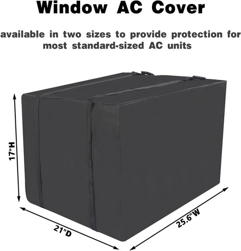 Rohuis Window Air Conditioner Covers for Outside Units - Outdoor Window AC Cover for Winter, Windproof Waterproof AC Unit Cover with Adjustable Straps, 25.6Wx21Dx17H inches