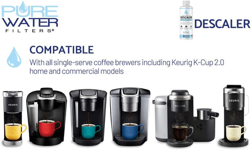 Descaler & Cleaner (6 Uses) - MADE IN USA - Descaling Solution for Keurig Brewers, Nespresso, Delonghi, Breville & All Coffee Makers & Espresso Machines