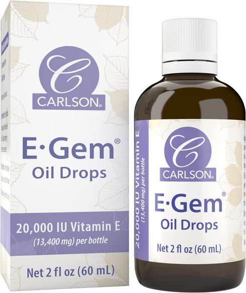 Carlson - E-Gem Oil Drops, 20000 IU Vitamin E, All-Natural, Moisturizes & Nourishes Skin, 2 fl oz