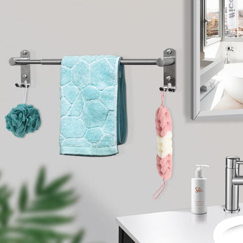 Single Towel Bar for Bathroom, Kitchen, Adjustable Towel Bar 15.2 to 26.5 Inch, Made of Stainless Steel 304, Wall Mounted Towel Holder Bar with Screws Kit, Brushed Texture¦