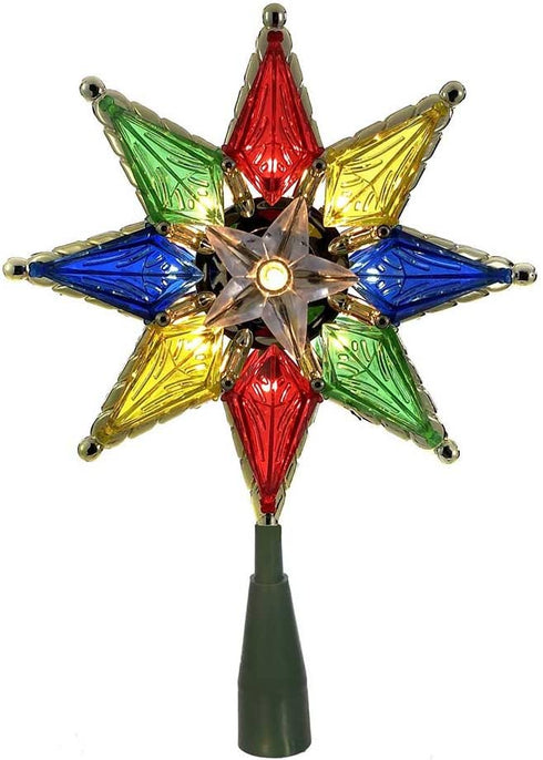 Kurt Adler 10-Light 8-Point Star Christmas Treetop, 8-Inch, Multi-Colored