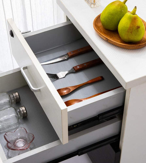 Premium Shelf Liner Non-Slip Drawer Liner No Stick Washable Fridge Mat Water-Poof for Kitchen Cabinet Shelf 12 Inches ×15 Feet - Grey