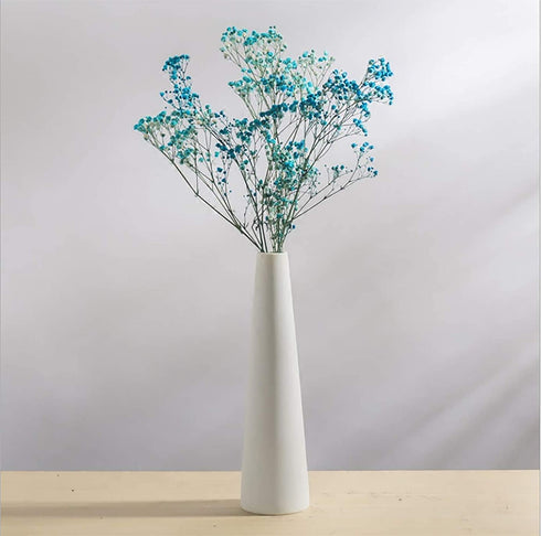 HOMOKUS White Ceramic Bud Vases Set of 3, Conic Small Bud Decorative Floral Vase Home Decor Centerpieces, Connected Tubes White Vase Set