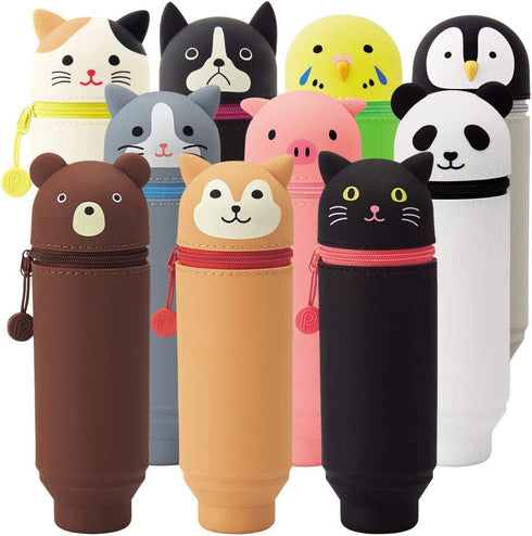 Lihit Lab PuniLabo Stand Up Pen Case (Pen Holder), 2.4" x 7.8", Penguin (A7712-10)