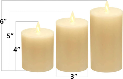 Jiyimi Ivory Flameless Candles Set of 3 LED Battery Powered Flickering Real Wax Pillar Light (4/5/6 inch)with Remote Control Timer for Child Birthday Party Easter Wedding Fireplace Home Diner