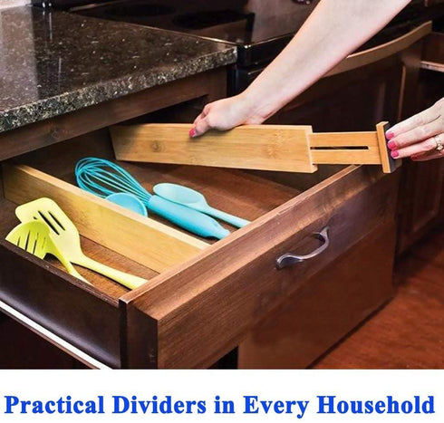 Drawer Dividers 4 Pack Bamboo Kitchen Drawer Organizer Adjustable Expandable Separators from 17.5 To 22.25 Inches with Spring for Kitchen Cabinet Utensil Drawer Closet Baby Drawer Bookshelf