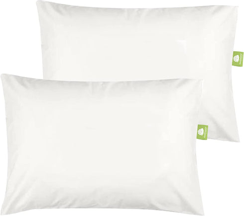 2-Pack Toddler Pillow - Soft Organic Cotton Toddler Pillows for Sleeping - 13X18 Small Pillow for Kids - Kids Pillows for Sleeping - Kids Pillow for Travel, School, Nap - Crib Pillow (Soft White)